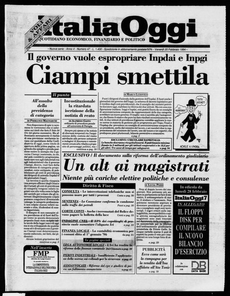 Italia oggi : quotidiano di economia finanza e politica